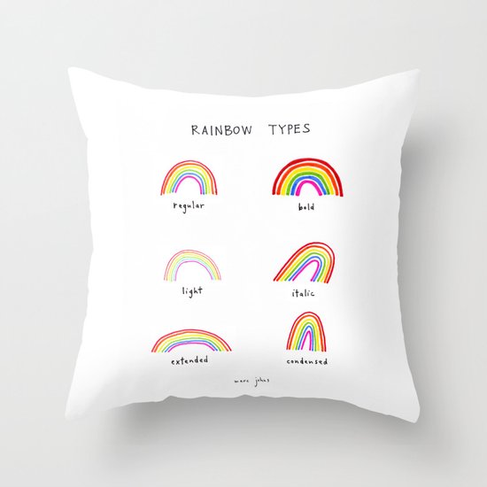 rainbow types Throw Pillow