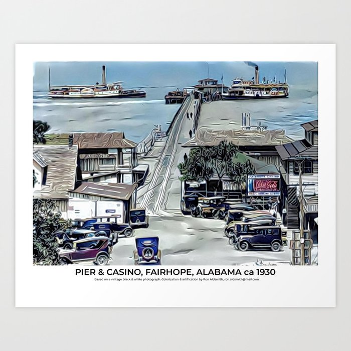 Pier & Casino, Fairhope, Alabama ca 1930 Art Print
