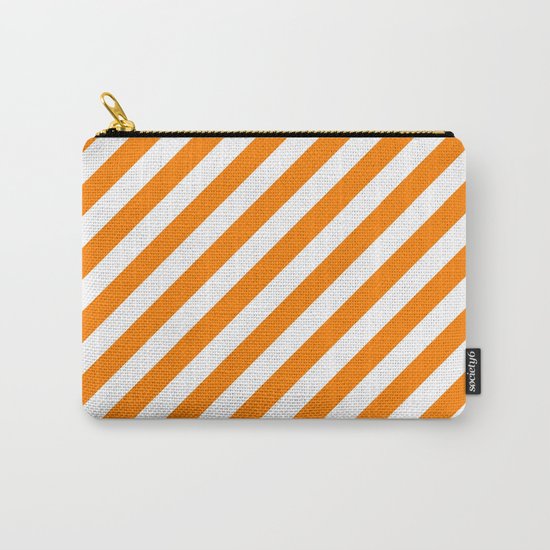 Diagonal Stripes (Orange/White) Carry-All Pouch