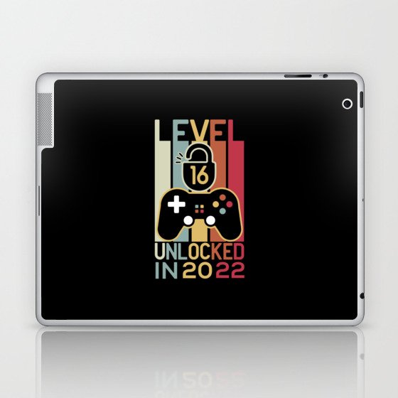 Level 16 unlocked in 2022 gamer 16th birthday gift Laptop & iPad Skin