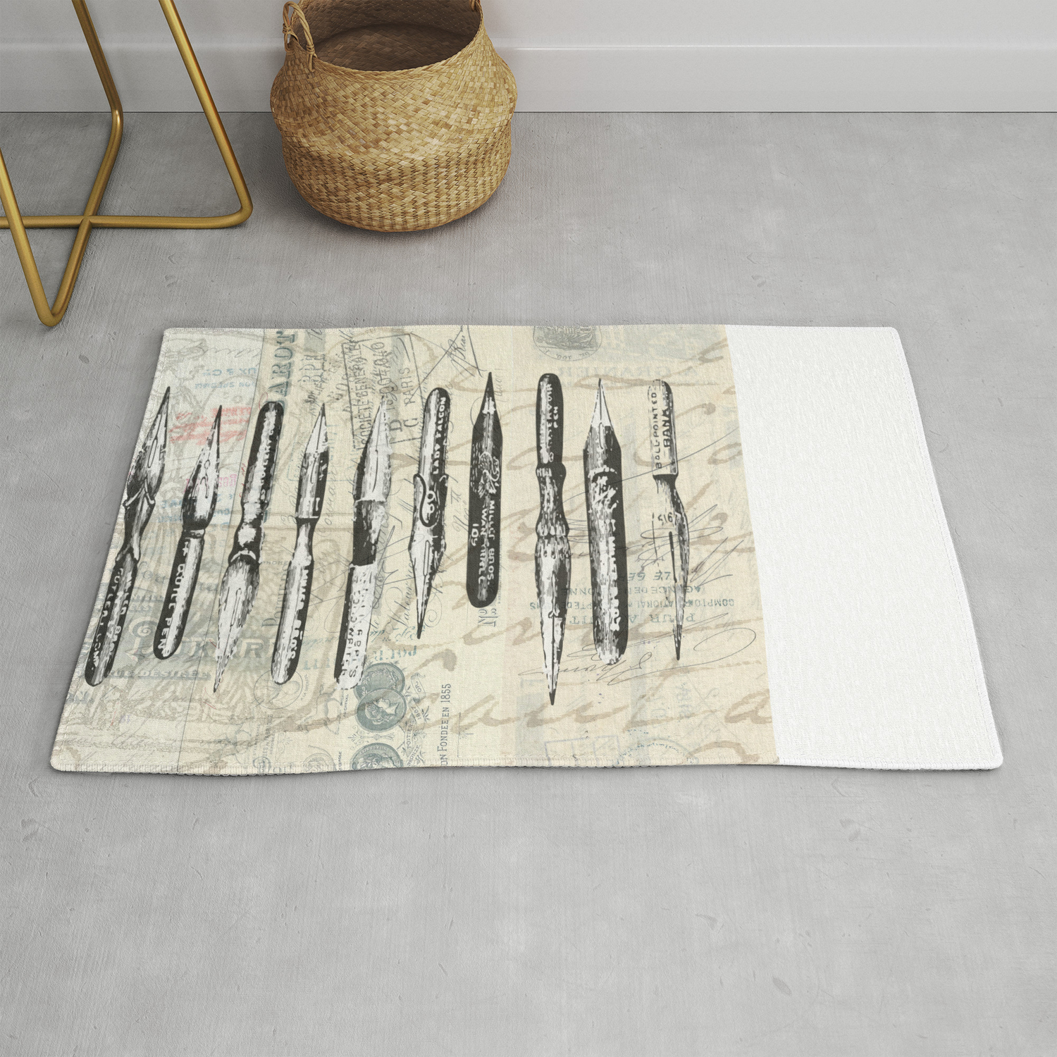 French Paris Writing Ink Nibs Rug By, French Writing Rug