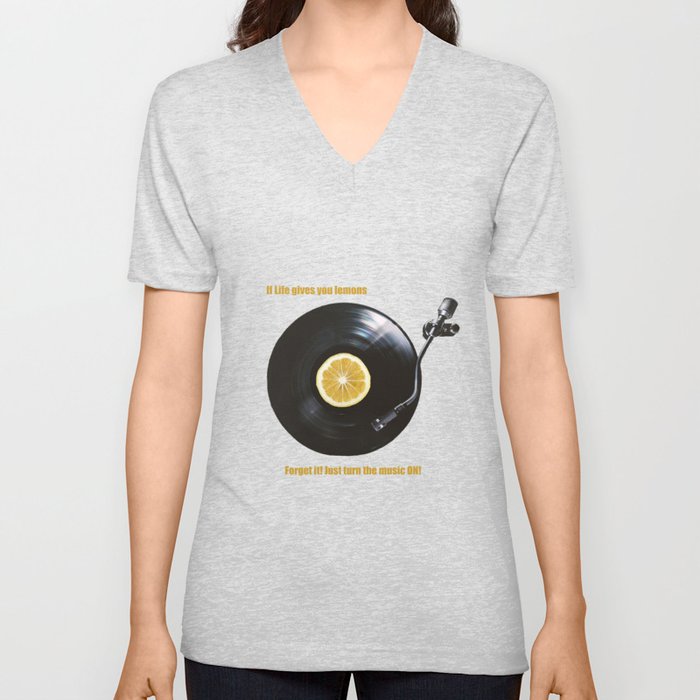 Have a fresh lemonade of music! With your vinyl lemon record just turn the music on and you'll have the perfect mix V Neck T Shirt