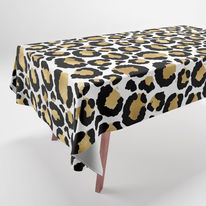 Leopard Gold Silver Brown Collection Tablecloth