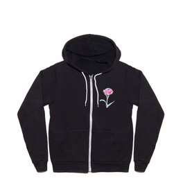 Pink Spring Ribbon Rose Flower Zip Hoodie