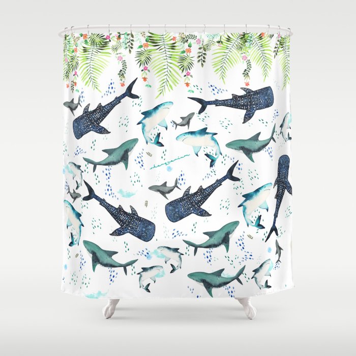 floral shark pattern Shower Curtain