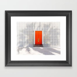 Parker Palm Springs Orange Doors with Palm Tree Shadow Framed Art Print