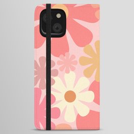 Pink Retro Flowers 60s 70s Floral Pattern in Blush iPhone Wallet Case