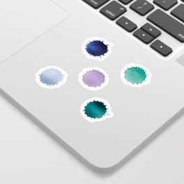 Watercolor Purple, Green & Grey Splatters Pattern Sticker