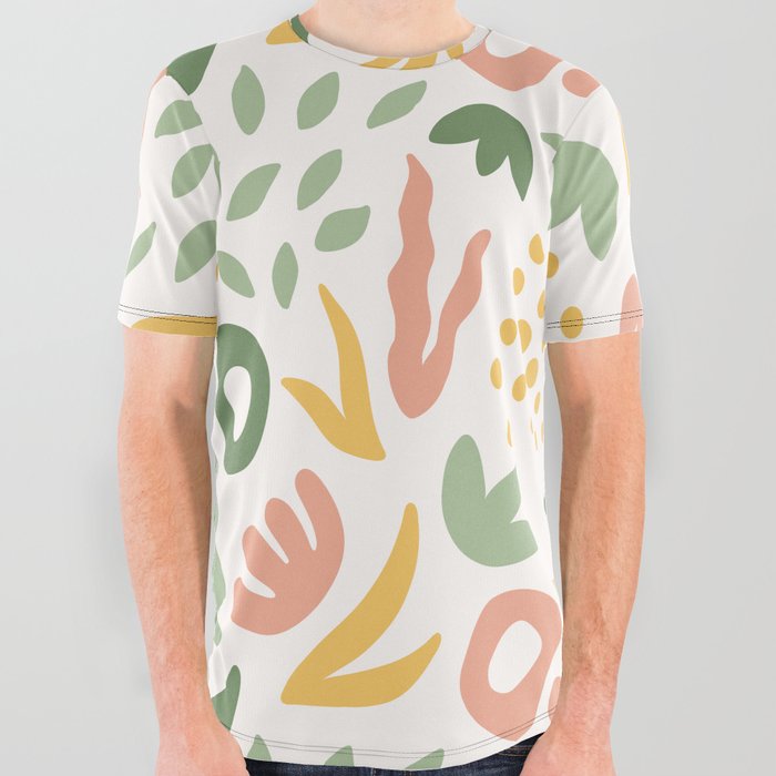 Colorful Cutouts Abstract  All Over Graphic Tee