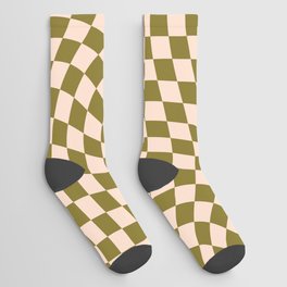 Check VI - Green Twist — Checkerboard Print Socks