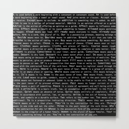 Top Grammar Mistakes From Homonyms: A Unique Gift for Writers and Editors (White Text on Black) Metal Print | Pattern, Writing, Book, Pop Art, Edit, Writer, Grammar, Graphicdesign, Screenwriters, Gifts 