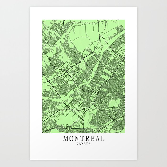 Montreal - Canada Pale City Map C1FBA4 Art Print