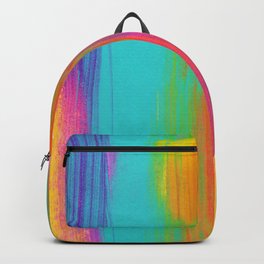 Rainbow Abstract Iridescent Painting V3 Backpack | Turquoise, Hotpink, Girly, Colorful, Pink, Painting, Pattern, Rainbow, Yellow, Girls 