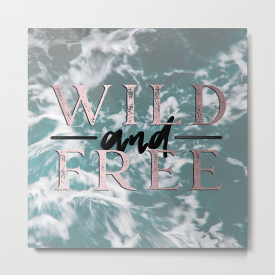 Wild and Free Waves in Rose Gold Metal Print