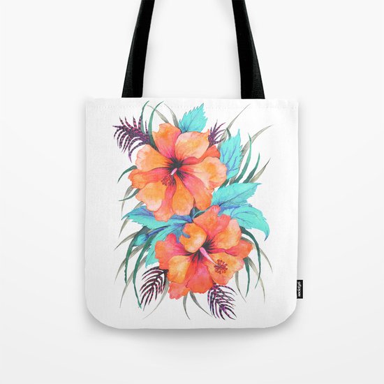 TROPICAL FLOWER {orange hibiscus} Tote Bag