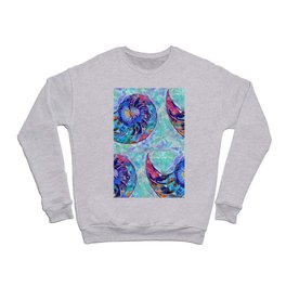 Whimsical Colorful Nautilus Seashell Art - Wild Nautilus Shell Crewneck Sweatshirt