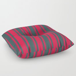 [ Thumbnail: Dark Slate Gray & Crimson Colored Striped/Lined Pattern Floor Pillow ]