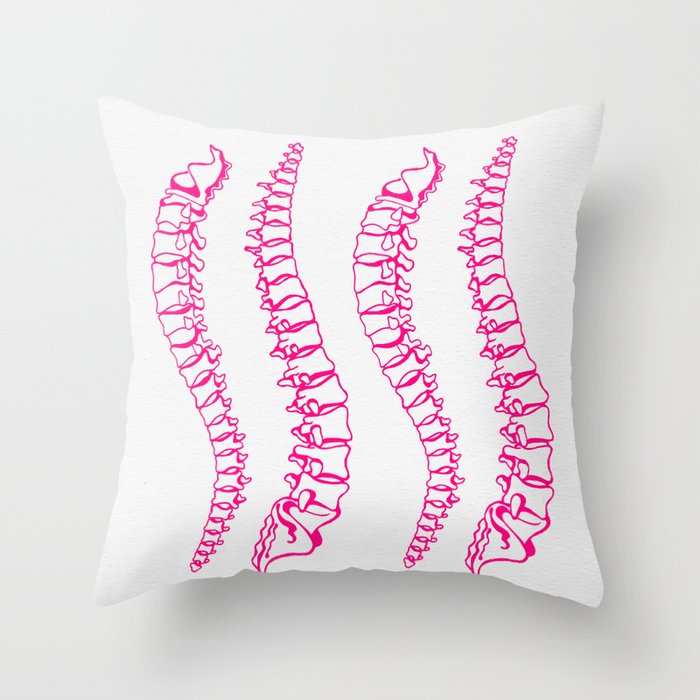 Pink Vertebrae Throw Pillow