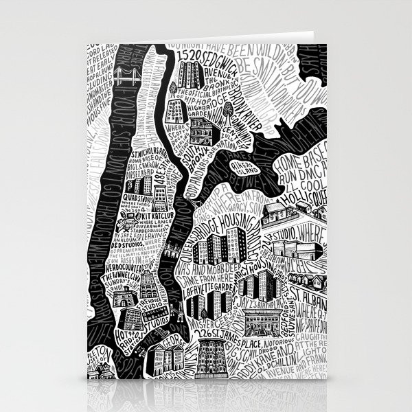 Hip-Hop Map of New York Stationery Cards