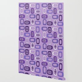 Midcentury MCM Rounded Rectangles Purple Wallpaper