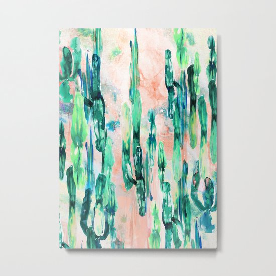 Sunset Cactus Metal Print