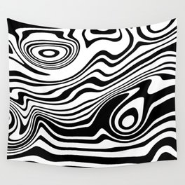 Black White Marbled Lines Wall Tapestry