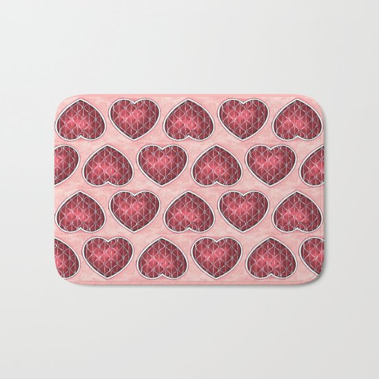 Wine Colored Hearts Bath Mat