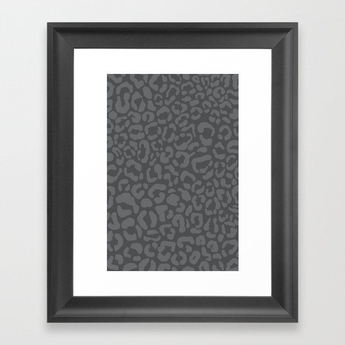 Dark Gray Cheetah Print Framed Art Print