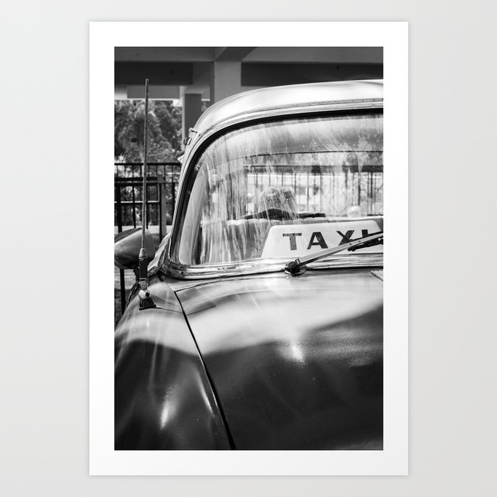 cache leraar toevoegen Retro black and white taxi with Rotan Hat | Vintage | Cuba Art Print by  Elyse Madlener _ Travel Photographer cre | Society6