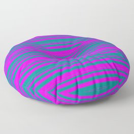 [ Thumbnail: Dark Cyan & Fuchsia Colored Lines/Stripes Pattern Floor Pillow ]
