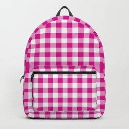 Shocking Hot Pink Valentine Pink and White Buffalo Check Plaid Backpack