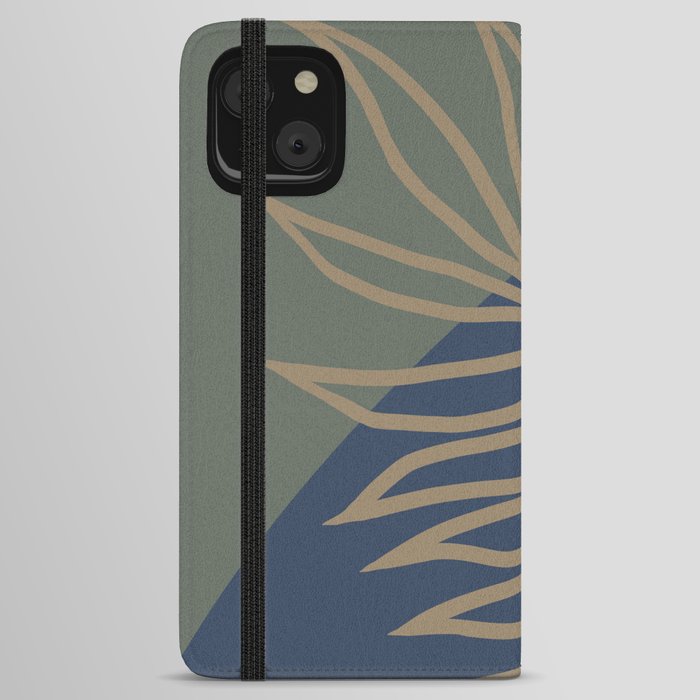 Palm leave blue green design minimal modern iPhone Wallet Case