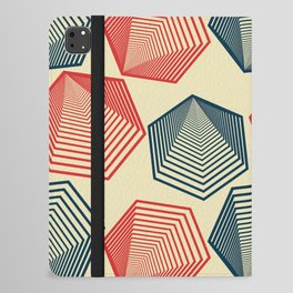 Mid-Century Modern Hexagonal Shapes Pattern - Red and Blue iPad Folio Case