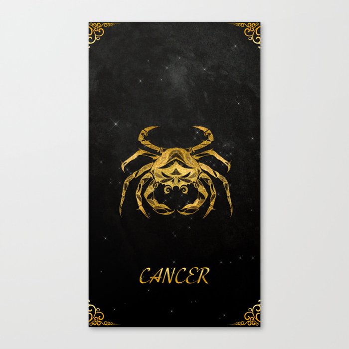 Astrology Horoscope  Zodiac Cancer Gold Black Canvas Print