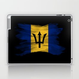 Barbados flag brush stroke, national flag Laptop Skin