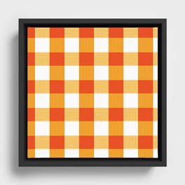 Orange Plaid Back To School Pattern Framed Canvas