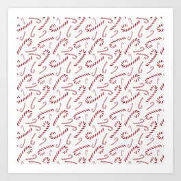 Candy Cane Dreams - red and white pattern Art Print