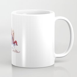 New Year's composition with candles, a gift and spruce branches. Coffee Mug