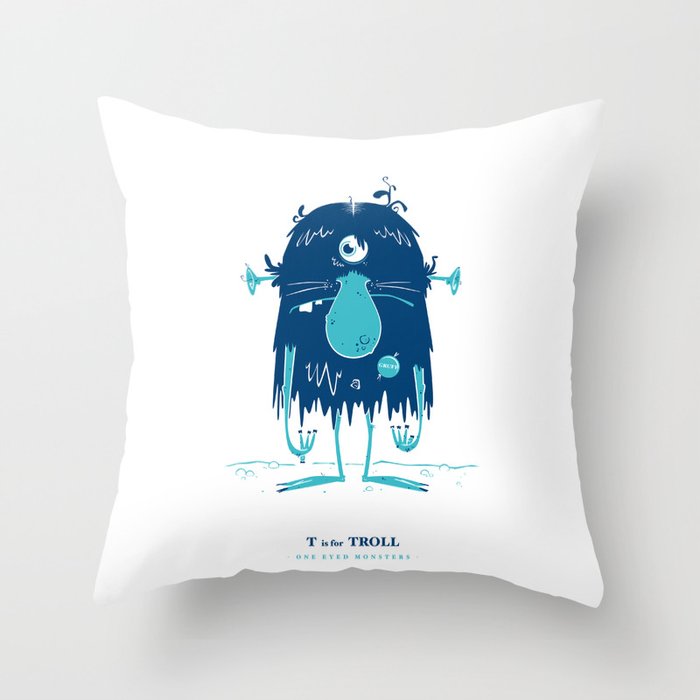T is for Troll Throw Pillow