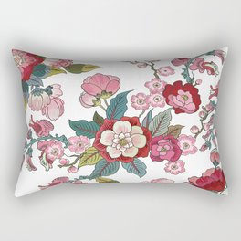 Chinoiserie Oriental Peony Floral Rectangular Pillow