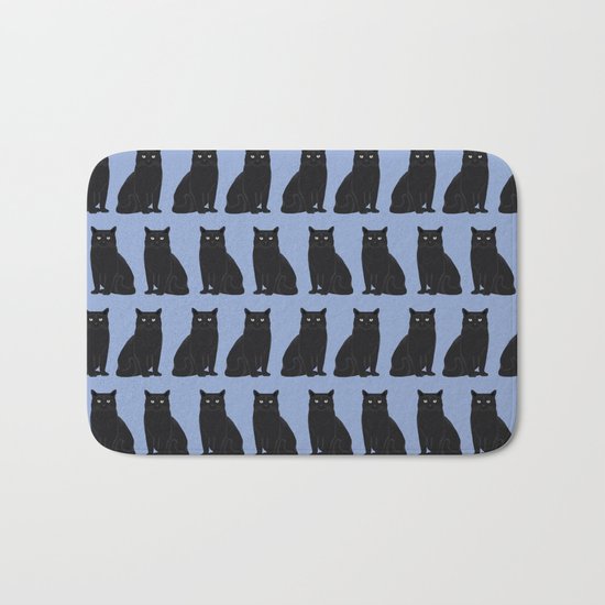 Black Cat pattern print cute cat lady gift for cat lover pet portraits cat art animal children Bath Mat