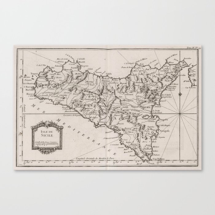 Basic Map of Sicily Italy (1764) Canvas Print by means of bravuramedia photograph about Printable Map of Sicily named Basic Map of Sicily Italy (1764) Canvas Print by means of bravuramedia