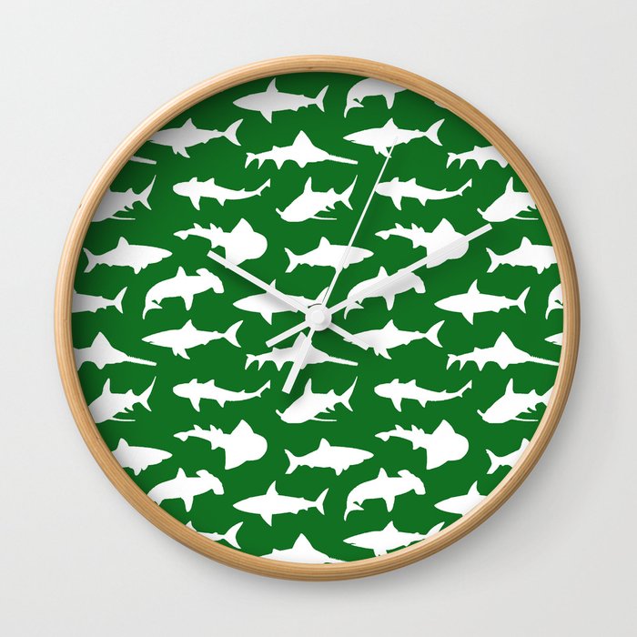 Sharks on Jewel Green Wall Clock
