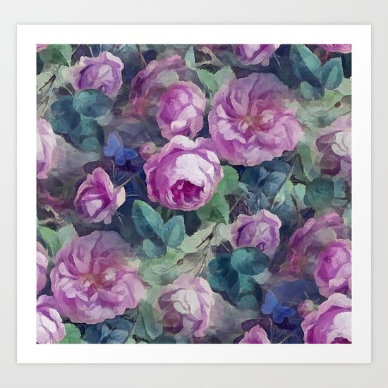 Floral pink roses pattern Art Print