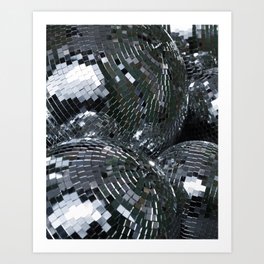Silver Glitter Disco Balls Art Print