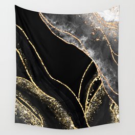 Black Night Glamour Marble Landscape Wall Tapestry