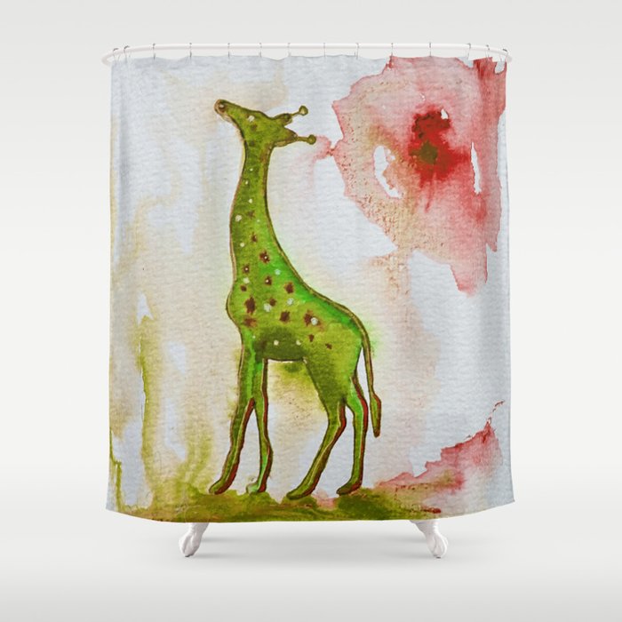 Green Giraffe Shower Curtain By Kissart Society6