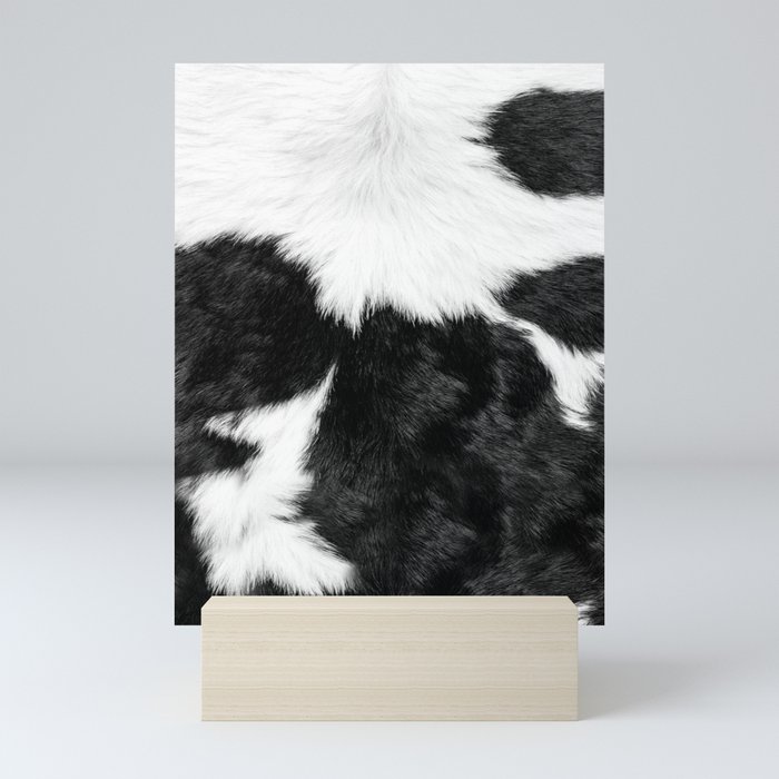 Farmhouse Cowhide in Black and White Mini Art Print