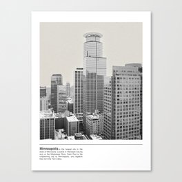 Minneapolis Skyline | Minimalist Black and White Photography Canvas Print