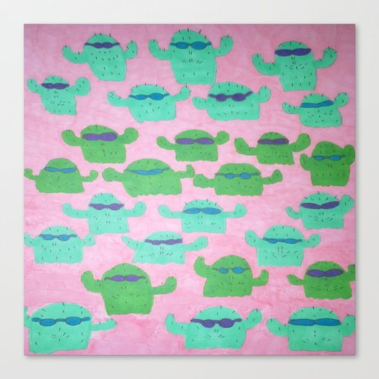 Cool Cactus Pattern Canvas Print